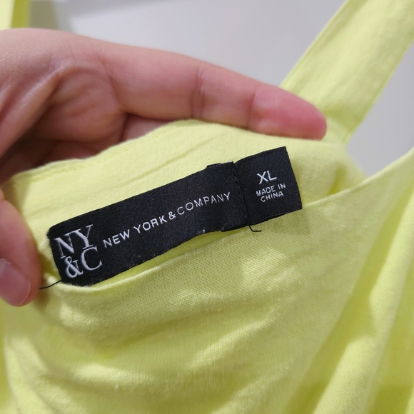 NEW YORK & COMPANY Linen Blend Strappy Lemon Yellow Mini Dress, Size XL - Picture 8 of 13